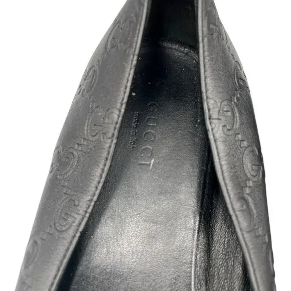 Gucci Guccissima Web Striped Leather Ballet Flats Shoes Black Size 38.5 US 8.5 - Picture 5 of 11
